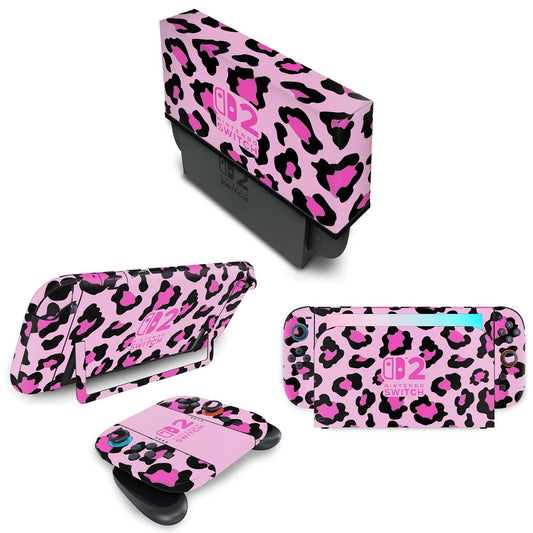 KIT Nintendo Switch 2 Skin Anti-Rage e Capa Anti Poeira - Onça Rosa