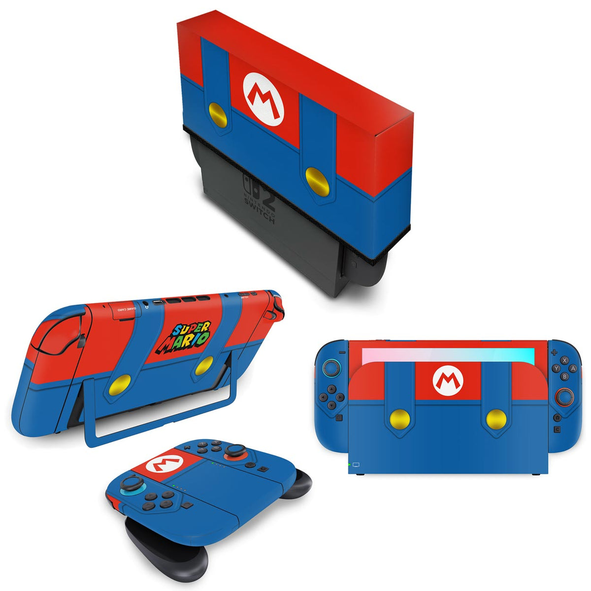 KIT Nintendo Switch 2 Skin Anti-Rage e Capa Anti Poeira - Mario Vermelho Mania