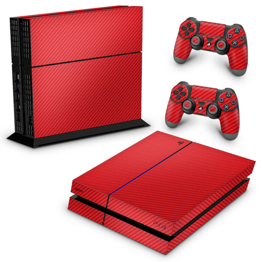 Skin Anti-Rage PS4 Fat - Fibra de Carbono Vermelho