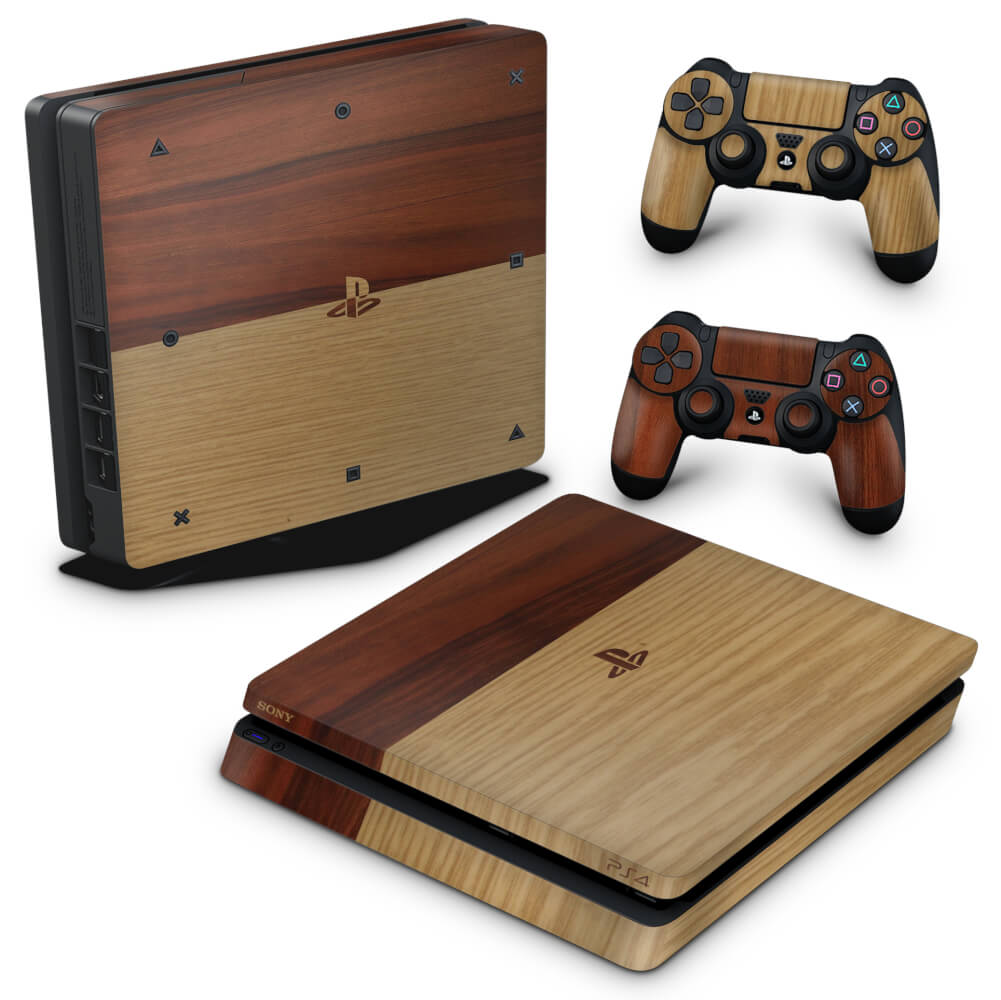 Skin Anti-Rage PS4 Slim - Textura Madeira