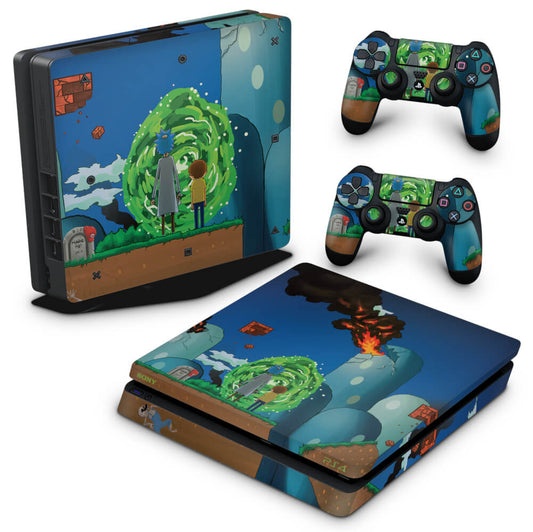 PS4 Slim Skin Anti-Rage - Rick And Morty Mario