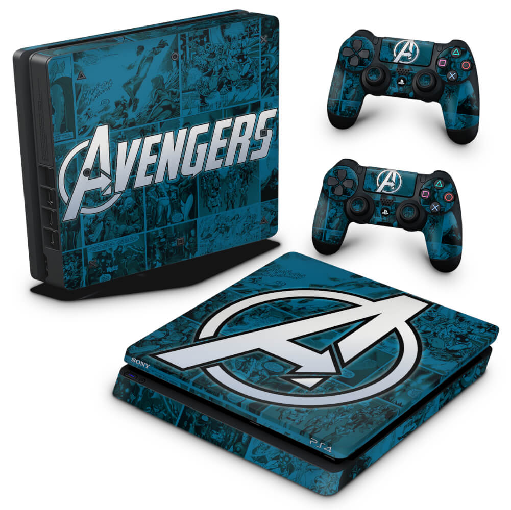PS4 Slim Skin Anti-Rage - Avengers Vingadores Comics