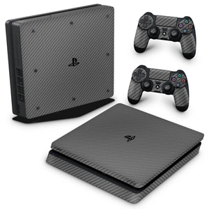 Skin Anti-Rage PS4 Slim - Fibra de carbono Cinza Grafite