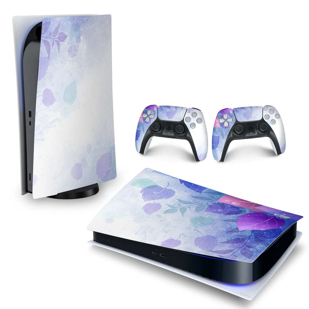 Skin Anti-Rage PS5 Fat Horizontal - Folhas Lilás - Pop Arte Skins - foto 4