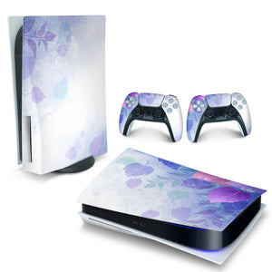Skin Anti-Rage PS5 Fat Horizontal - Folhas Lilás - Pop Arte Skins
