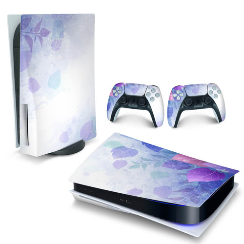 Skin Anti-Rage PS5 Fat Horizontal - Folhas Lilás