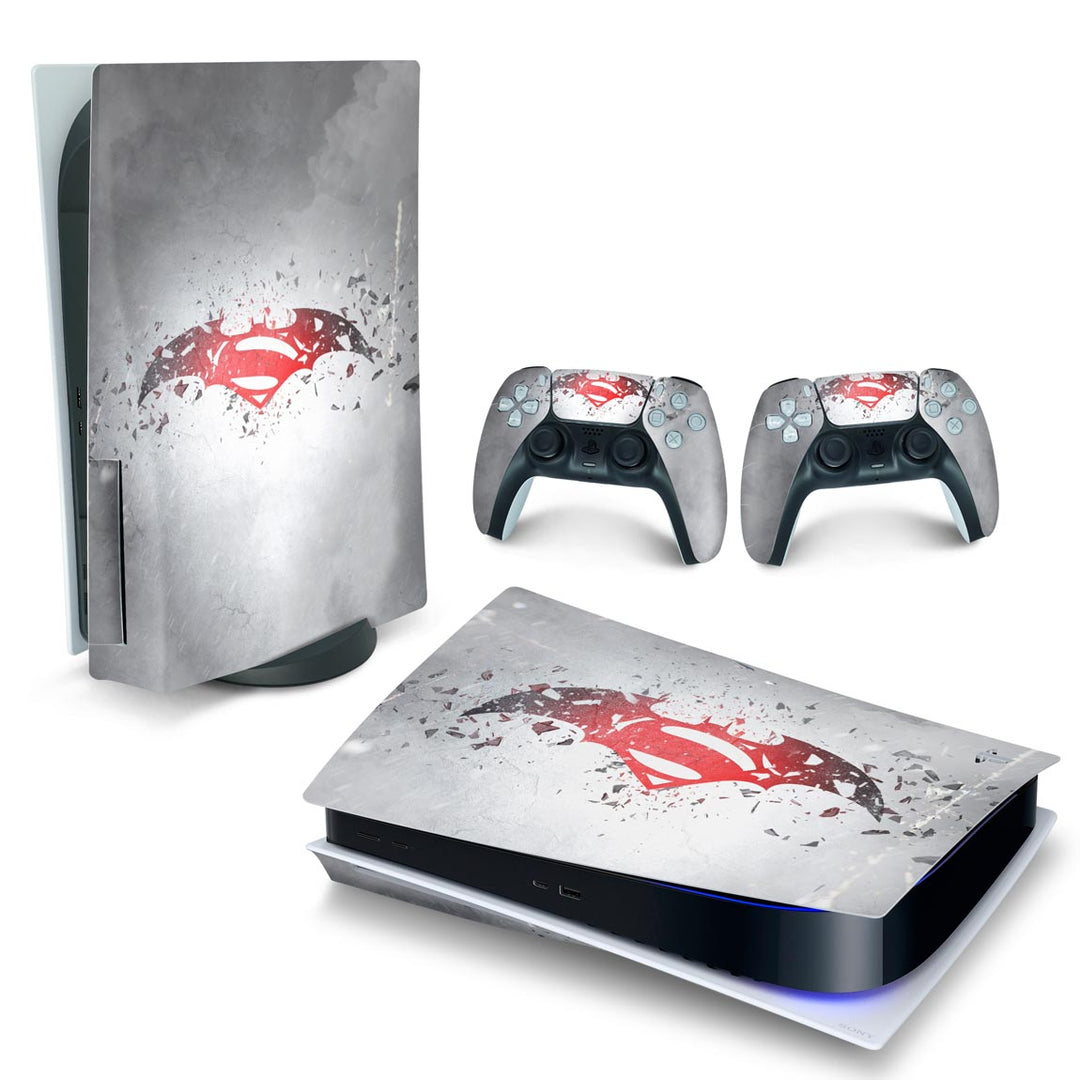 Skin Anti-Rage PS5 Fat Horizontal - Batman Vs Superman Logo - Pop Arte Skins