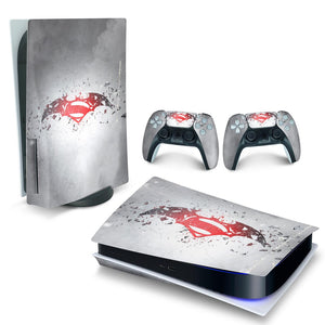 Skin Anti-Rage PS5 Fat Horizontal - Batman Vs Superman Logo - Pop Arte Skins