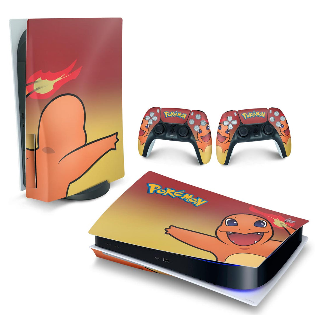 Skin Anti-Rage PS5 Fat Horizontal - Pokemon Charmander - Pop Arte Skins