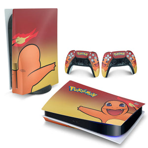 Skin Anti-Rage PS5 Fat Horizontal - Pokemon Charmander - Pop Arte Skins