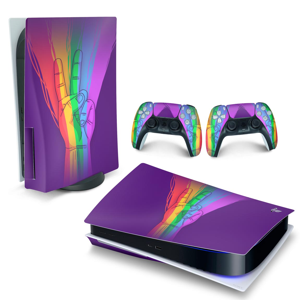 Skin Anti-Rage PS5 Fat Horizontal - Rainbow Colors Colorido