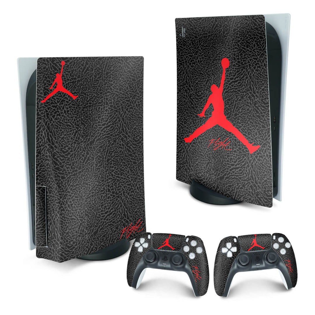 Skin Anti-Rage PS5 Fat Vertical - Jordan Flight - Pop Arte Skins