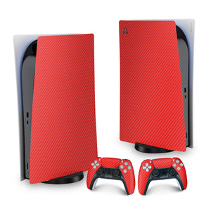 Skin Anti-Rage PS5 Fat Vertical - Fibra de Carbono Vermelho