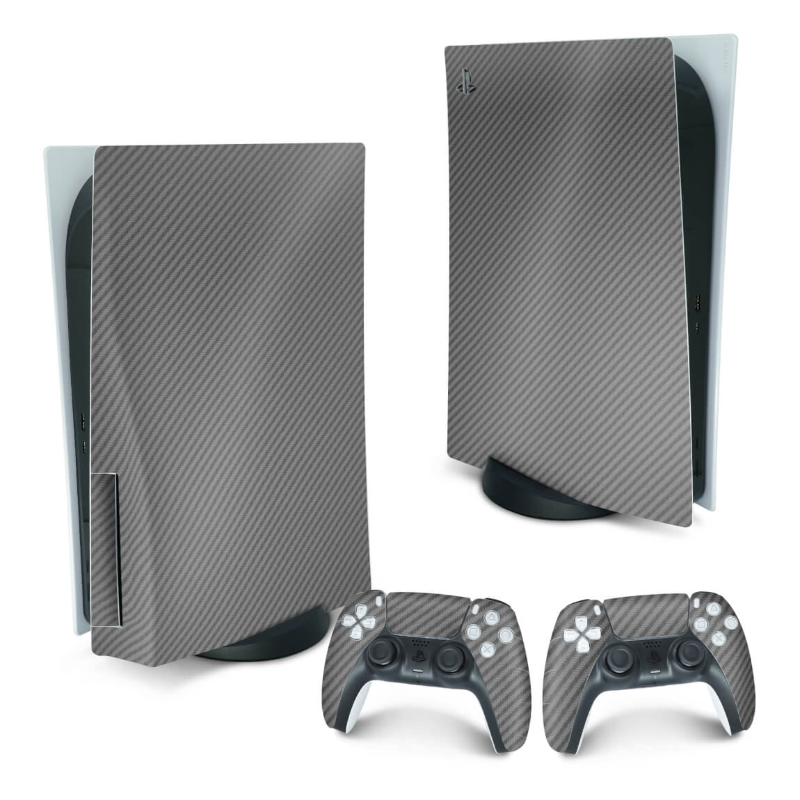 Skin Anti-Rage PS5 Fat Vertical - Fibra de Carbono Cinza Grafite