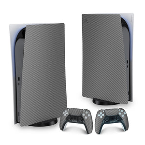 Skin Anti-Rage PS5 Fat Vertical - Fibra de Carbono Cinza Grafite