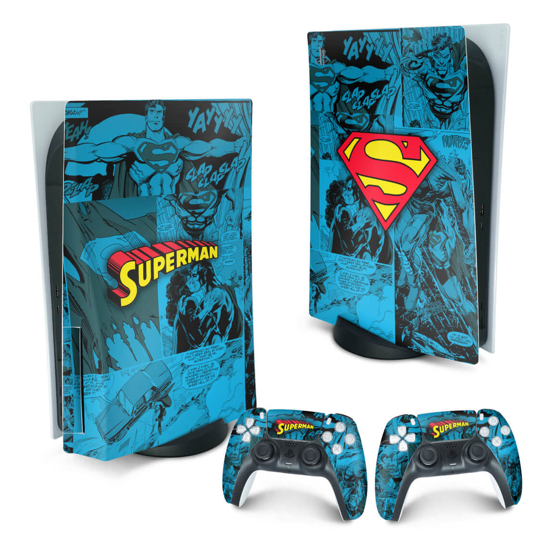 Skin Anti-Rage PS5 Fat Vertical - Superman Comics - Pop Arte Skins