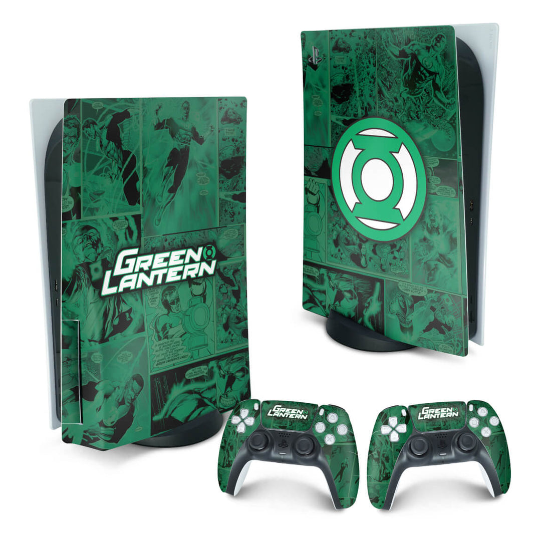 Skin Anti-Rage PS5 Fat Vertical - Lanterna Verde Comics - Pop Arte Skins
