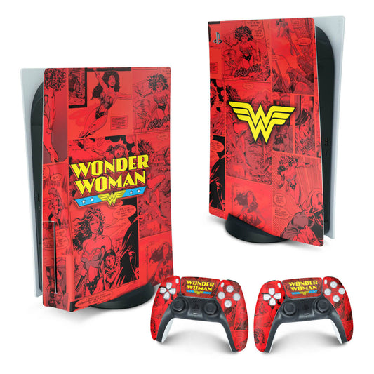 Skin Anti-Rage PS5 Fat Vertical - Mulher Maravilha Comics