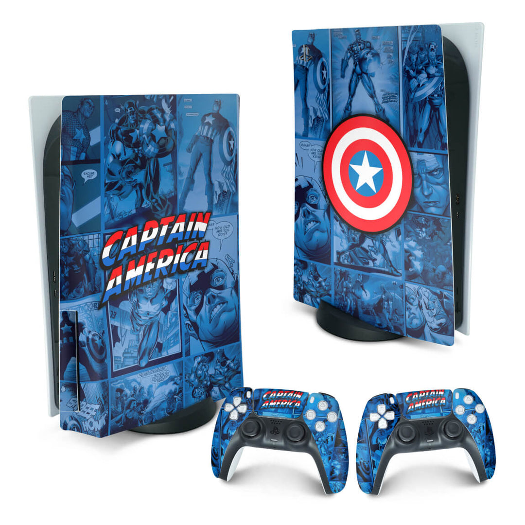 Skin Anti-Rage PS5 Fat Vertical - Capitão América Comics - Pop Arte Skins