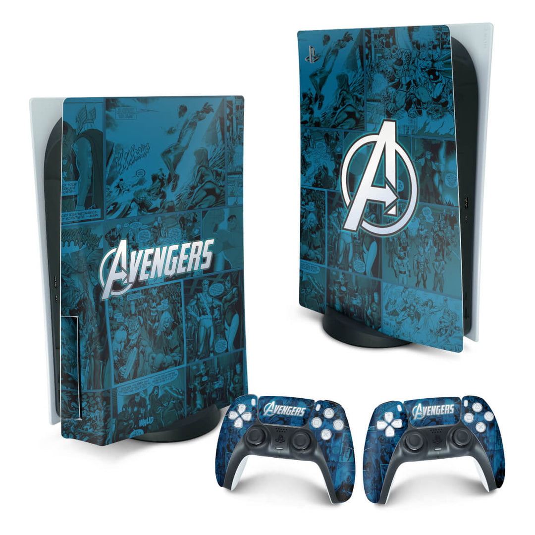 Skin Anti-Rage PS5 Fat Vertical - Avengers Vingadores Comics - Pop Arte Skins