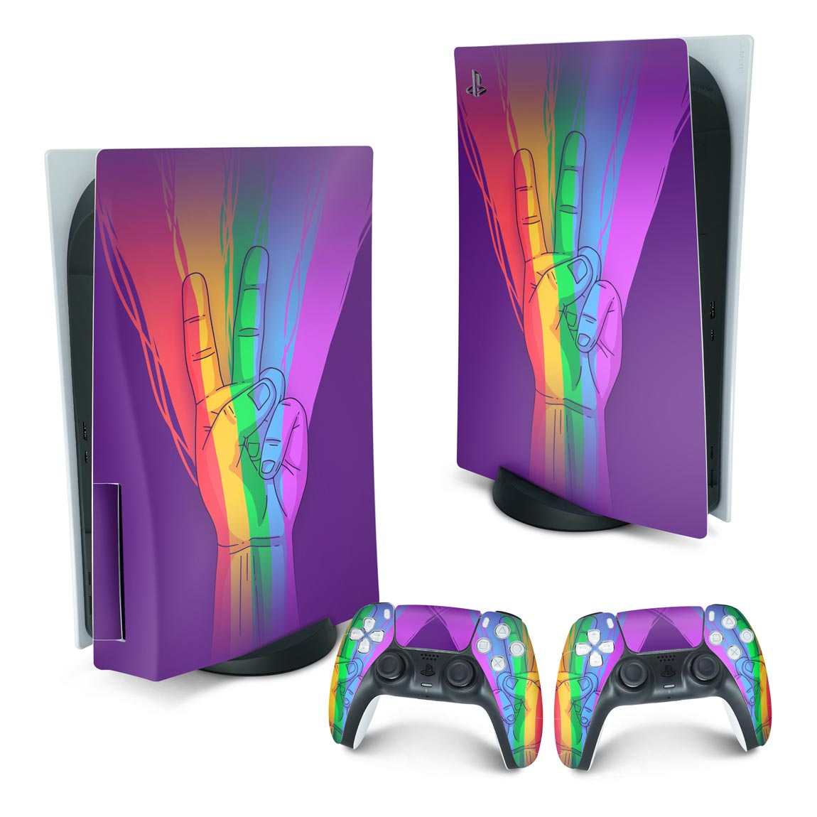 Skin Anti-Rage PS5 Fat Vertical - Rainbow Colors Colorido