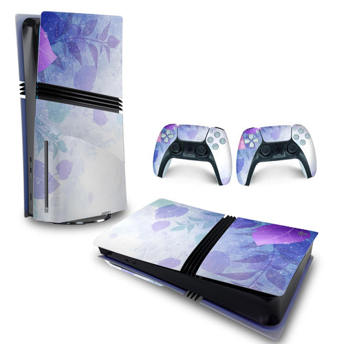 Skin Anti-Rage PS5 Pro Horizontal - Folhas Lilás