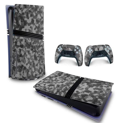 Skin Anti-Rage PS5 Pro Horizontal - Camuflado Cinza