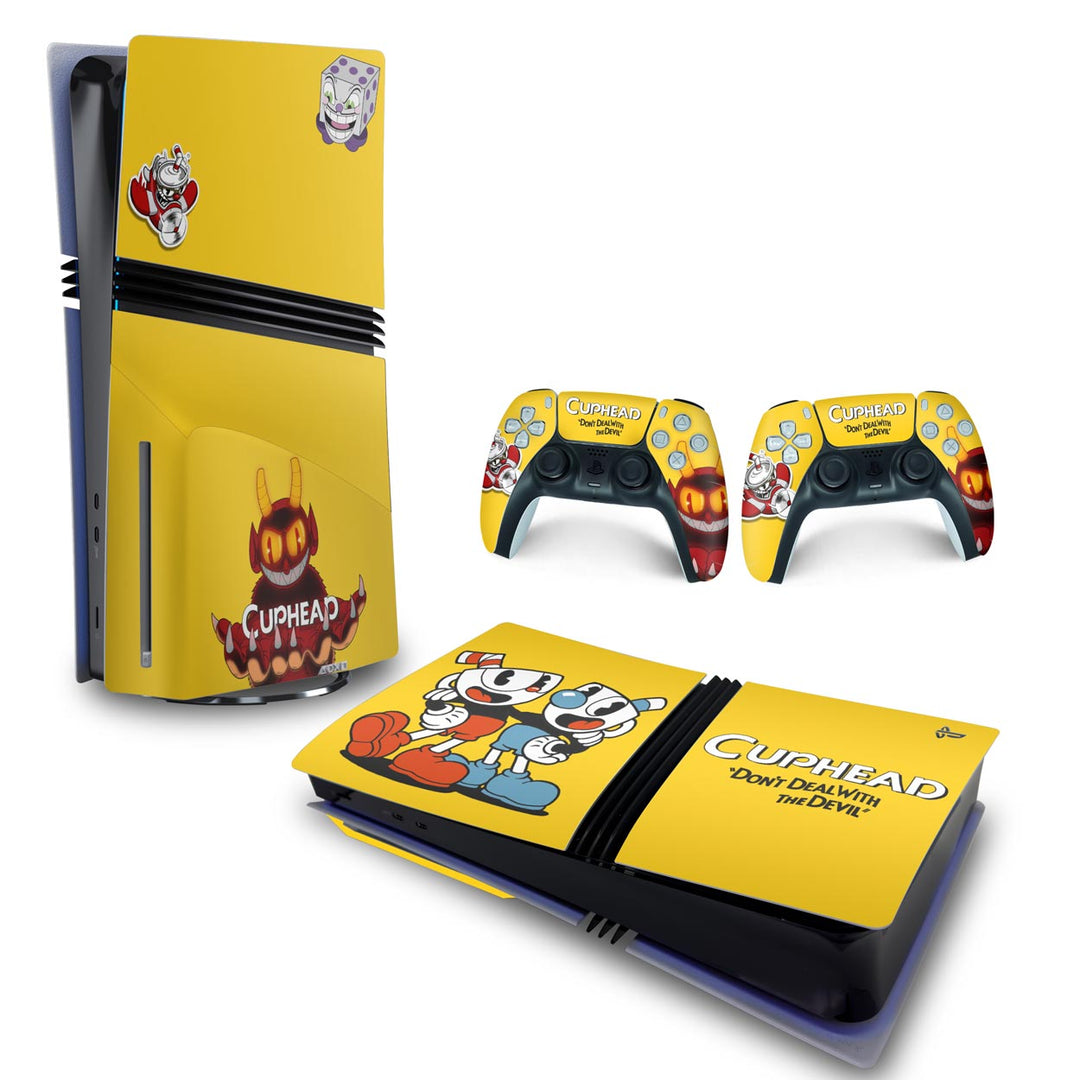 Skin Anti-Rage PS5 Pro Horizontal - Cuphead - Pop Arte Skins