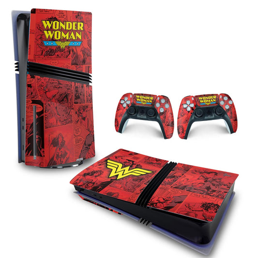 Skin Anti-Rage PS5 Pro Horizontal - Mulher Maravilha Comics