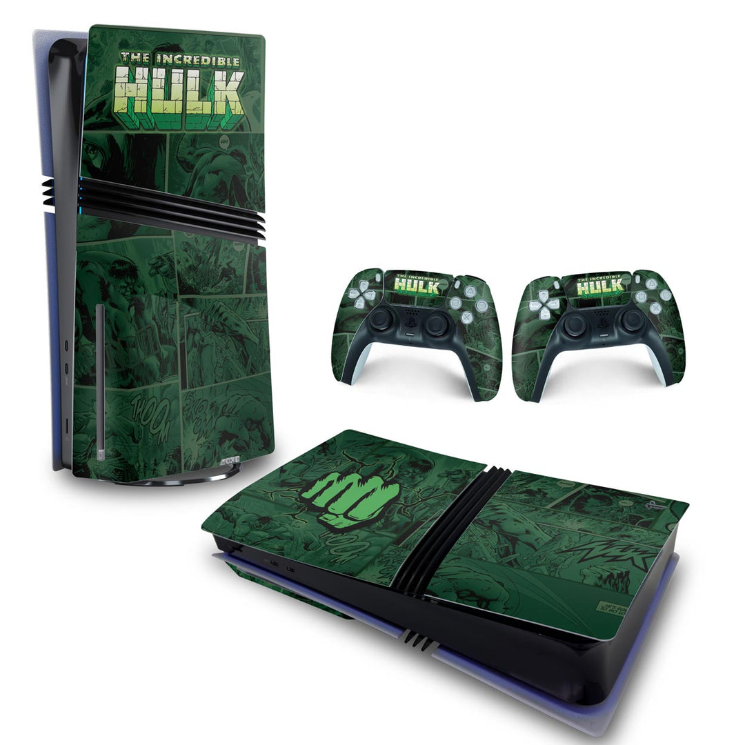 Skin Anti-Rage PS5 Pro Horizontal - Hulk Comics - Pop Arte Skins