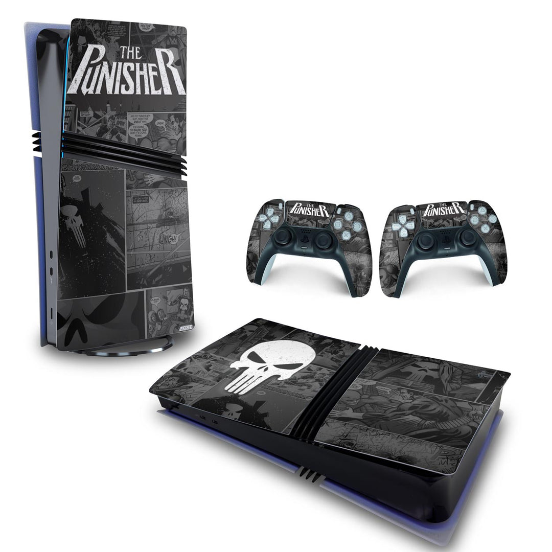 Skin Anti-Rage PS5 Pro Horizontal - The Punisher Justiceiro Comics - Pop Arte Skins - foto 4