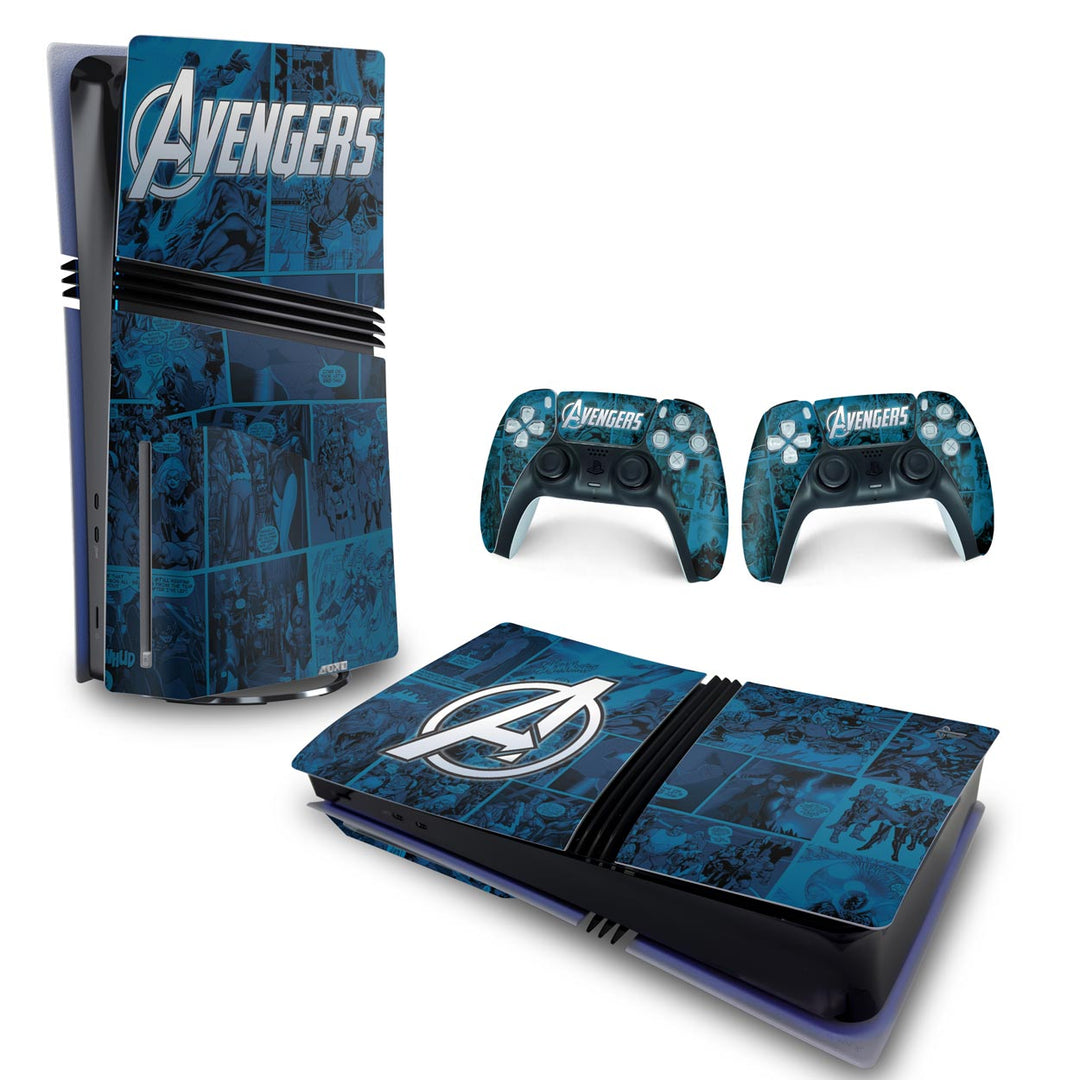 Skin Anti-Rage PS5 Pro Horizontal - Avengers Vingadores Comics - Pop Arte Skins