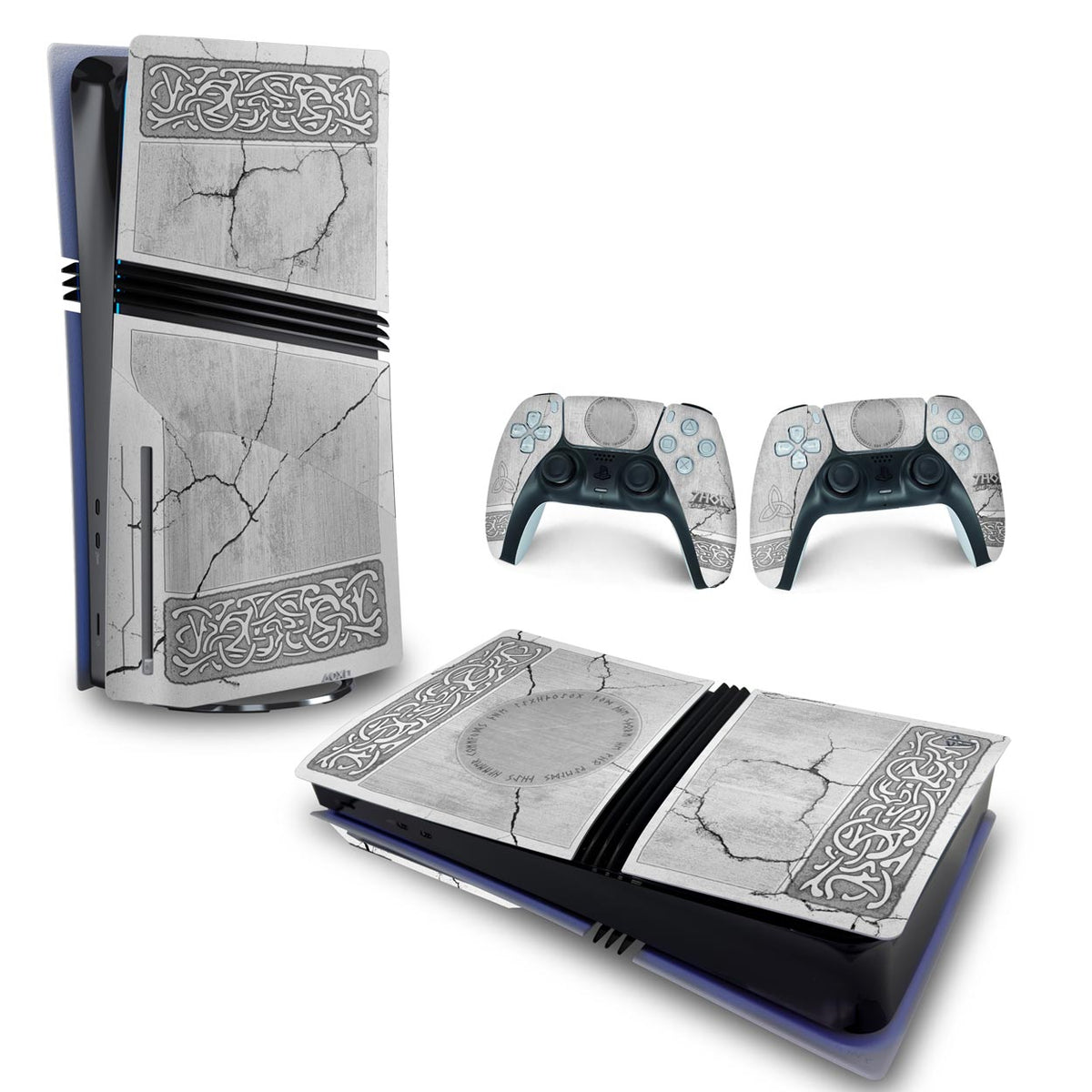 Skin Anti-Rage PS5 Pro Horizontal - Mjolnir Thor Amor e Trovão