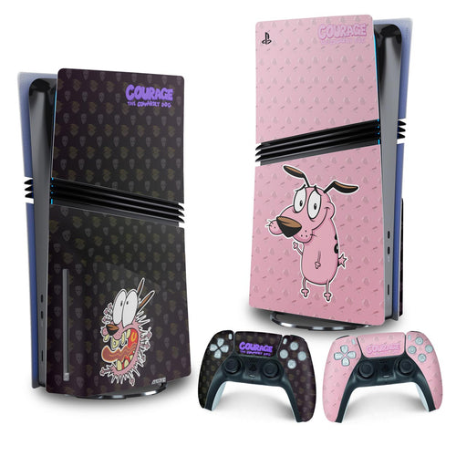 Skin Anti-Rage PS5 Pro Vertical - Coragem: O Cão Covarde