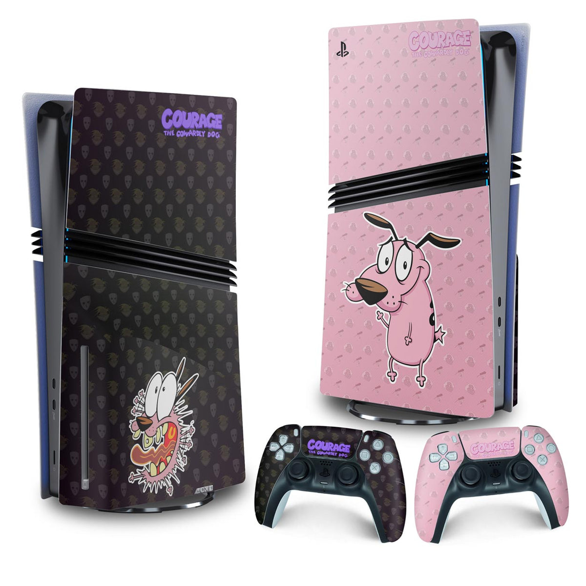 Skin Anti-Rage PS5 Pro Vertical - Coragem: O Cão Covarde