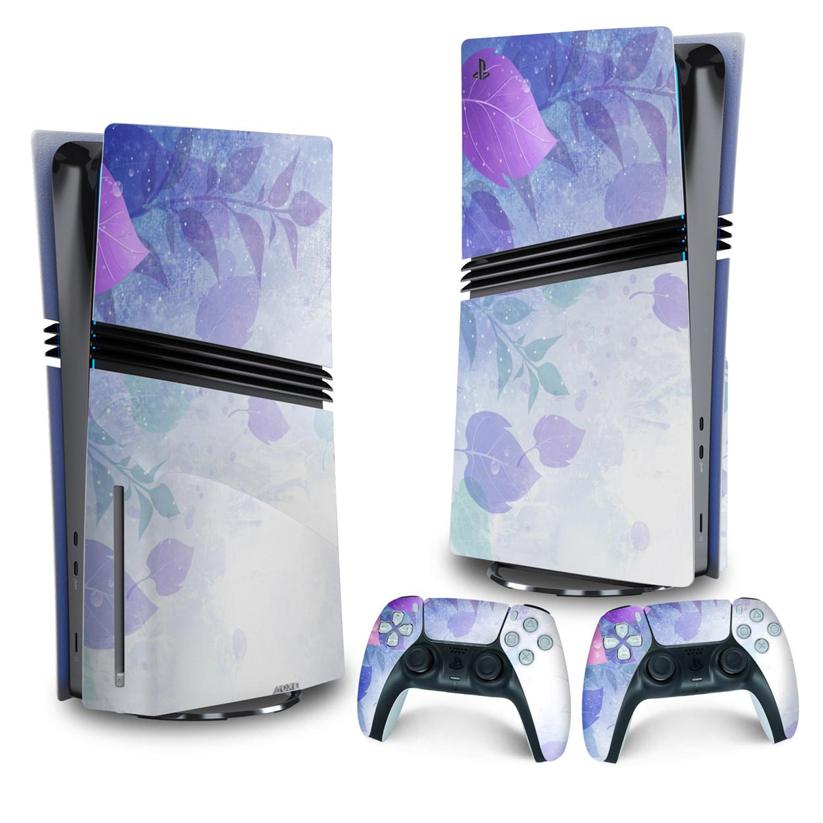 Skin Anti-Rage PS5 Pro Vertical - Folhas Lilás