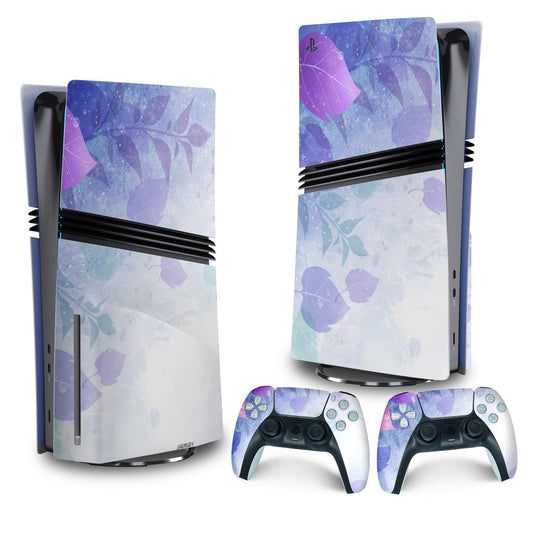 Skin Anti-Rage PS5 Pro Vertical - Folhas Lilás