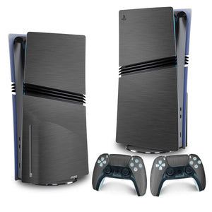 Skin Anti-Rage PS5 Pro Vertical - Aço Escovado Cinza