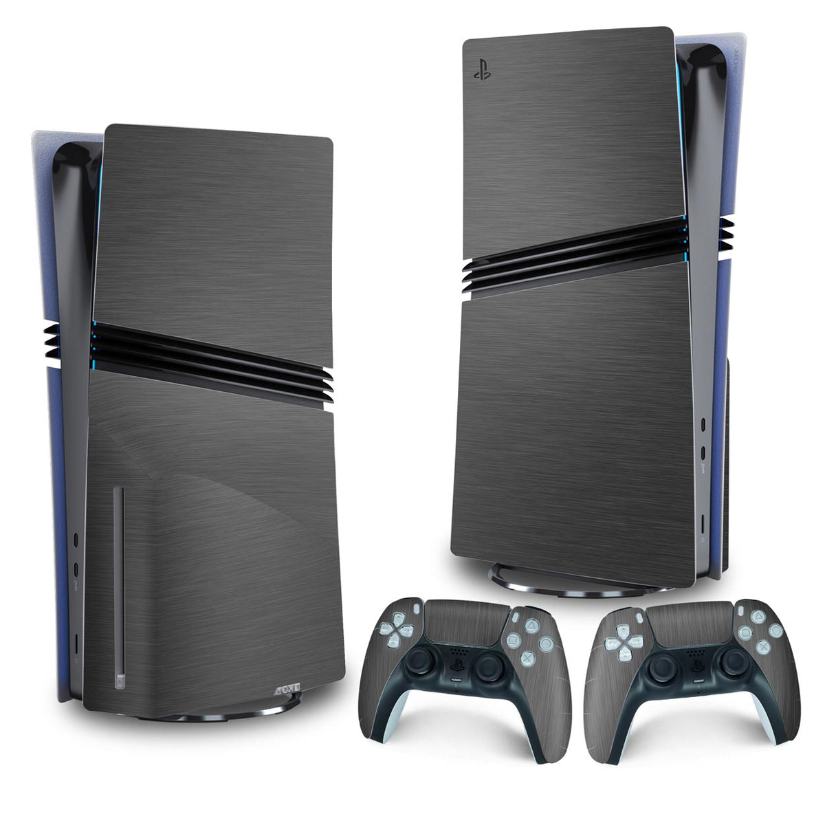 Skin Anti-Rage PS5 Pro Vertical - Aço Escovado Cinza