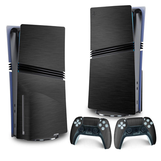 Skin PS5 Pro Vertical - Aço Escovado Preto