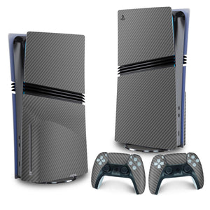 Skin Anti-Rage PS5 Pro Vertical - Fibra de Carbono Cinza Grafite