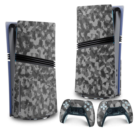 Skin Anti-Rage PS5 Pro Vertical - Camuflado Cinza