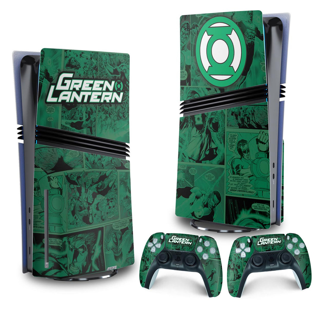 Skin Anti-Rage PS5 Pro Vertical - Lanterna Verde Comics - Pop Arte Skins