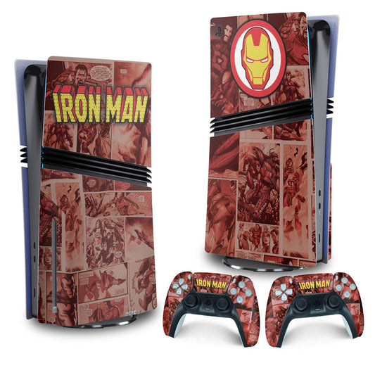 Skin Anti-Rage PS5 Pro Vertical - Homem De Ferro Comics
