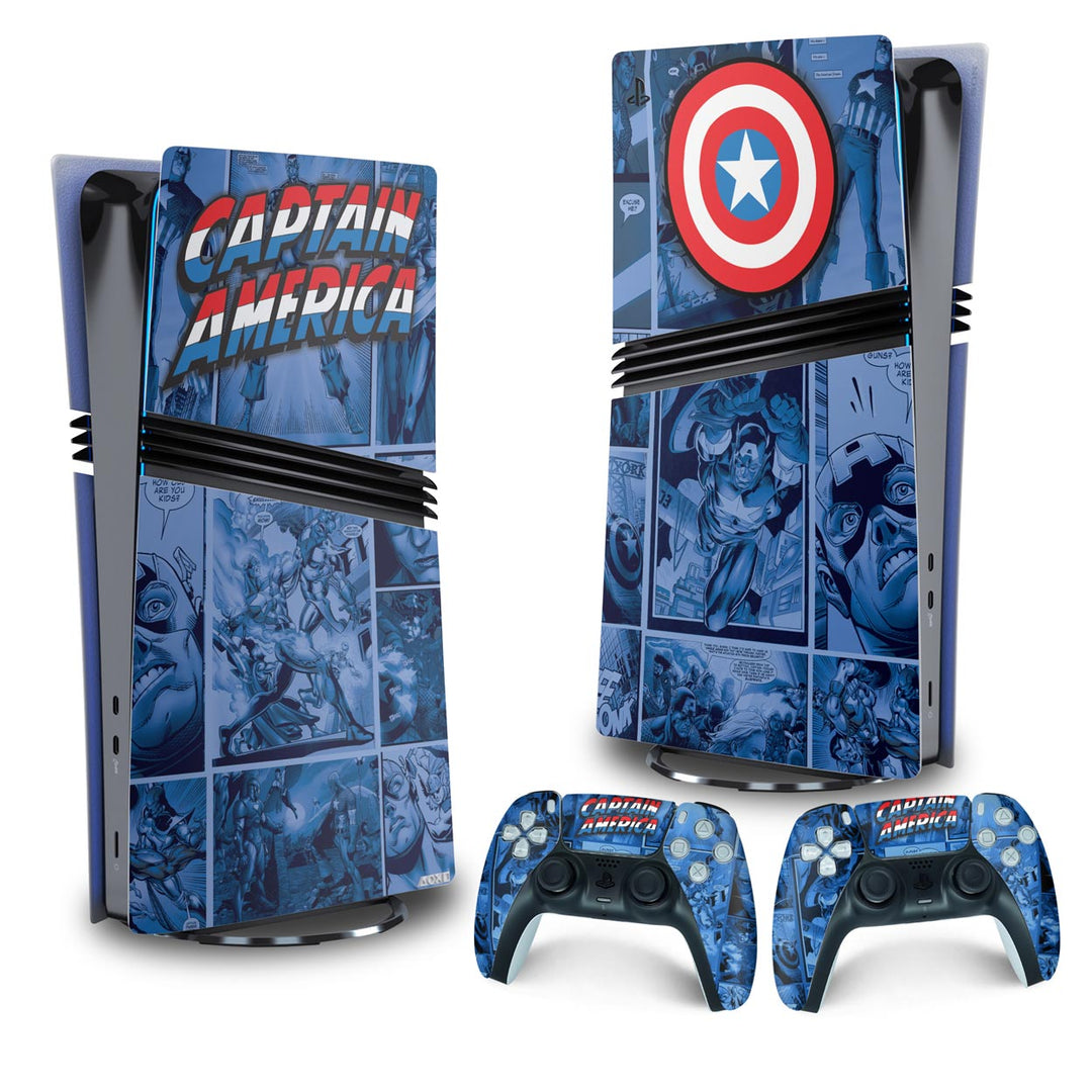 Skin Anti-Rage PS5 Pro Vertical - Capitão América Comics - Pop Arte Skins - foto 4