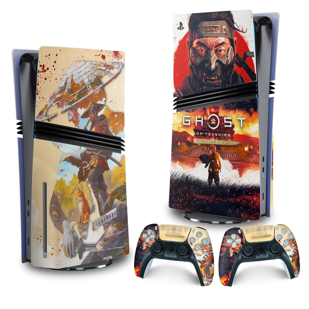 Skin Anti-Rage PS5 Pro Vertical - Ghost Of Tsushima Director's Cut - Pop Arte Skins