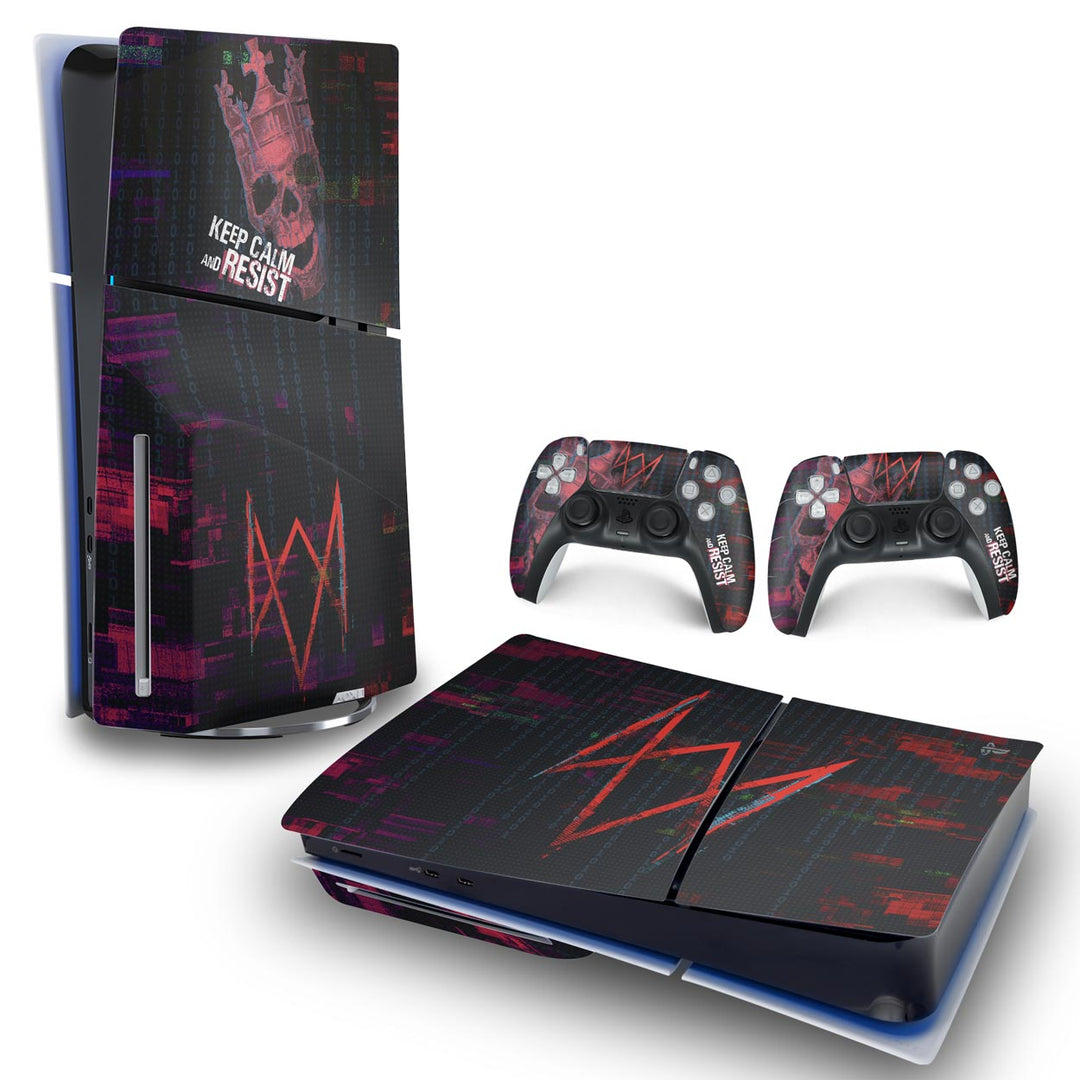 Skin Anti-Rage PS5 Slim Horizontal - Watch Dogs Legion - Pop Arte Skins