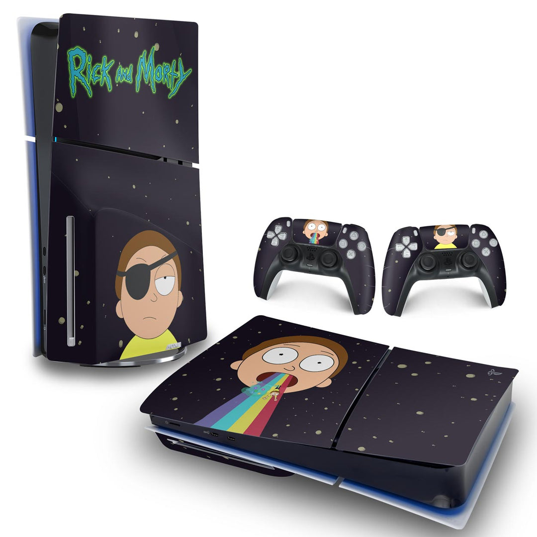 Skin Anti-Rage PS5 Slim Horizontal - Morty Rick And Morty - Pop Arte Skins