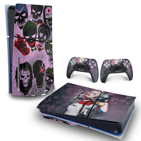 Skin Anti-Rage PS5 Slim Horizontal - Arlequina Harley Quinn