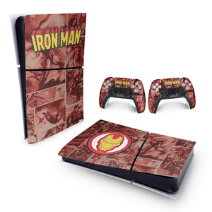 Skin Anti-Rage PS5 Slim Horizontal - Homem De Ferro Comics - Pop Arte Skins - foto 4